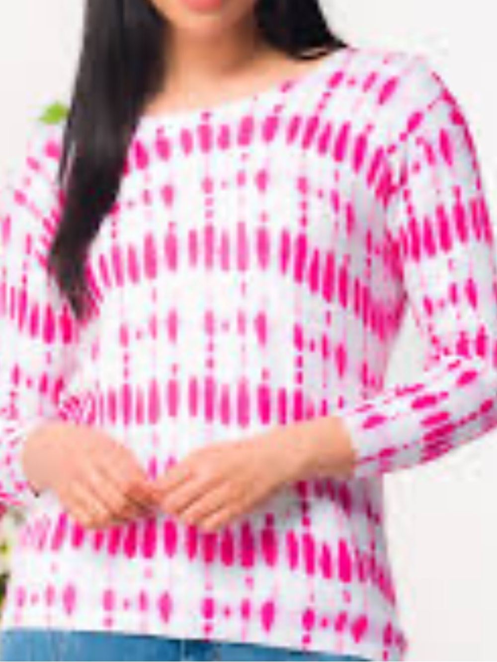 Elena Wang Pink Tie-Dye Long Sleeve Women's Top Large